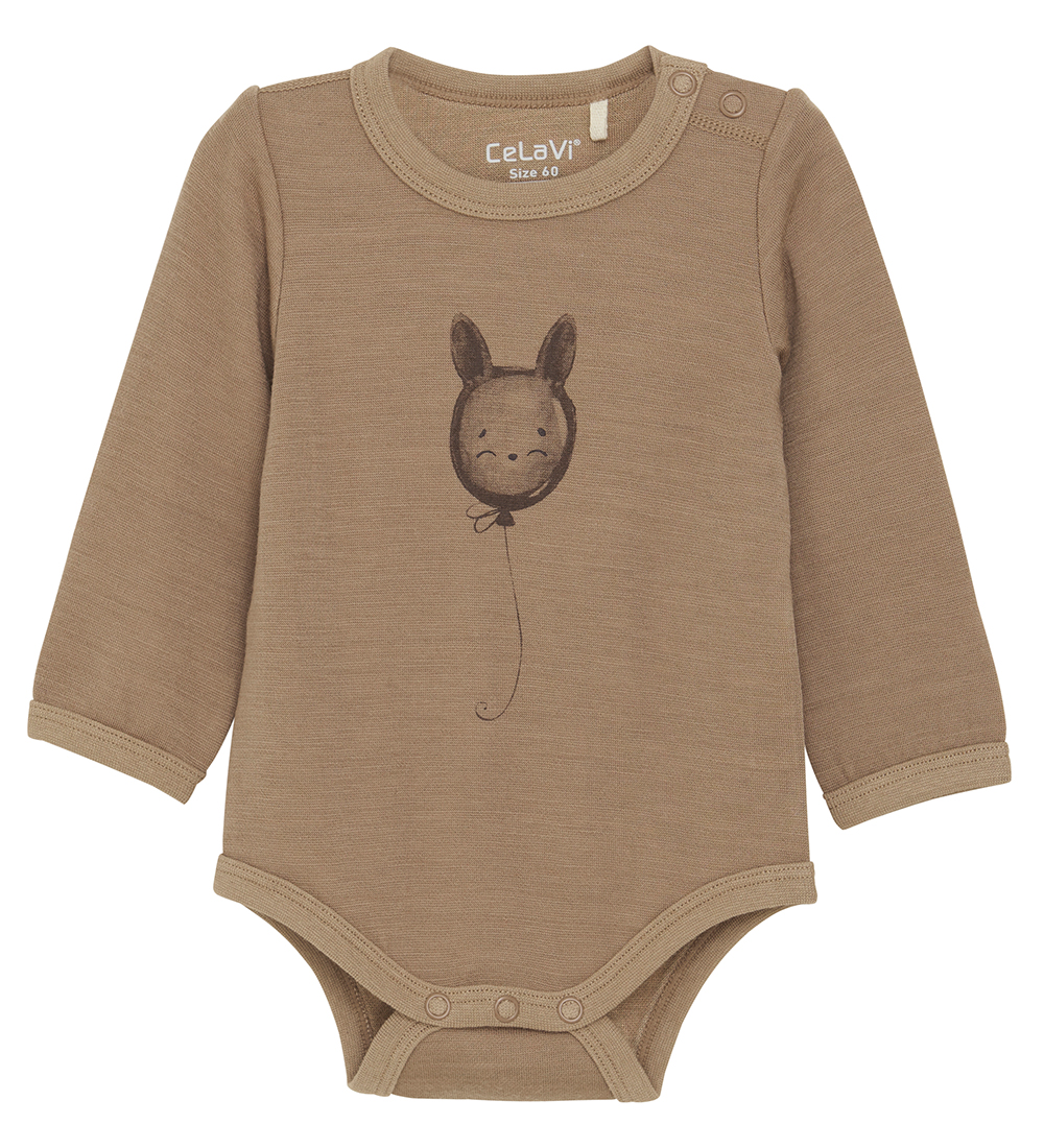 CeLaVi Bodysuit L/æ - Wool/Viscose - Woodsmoke w. Balloon