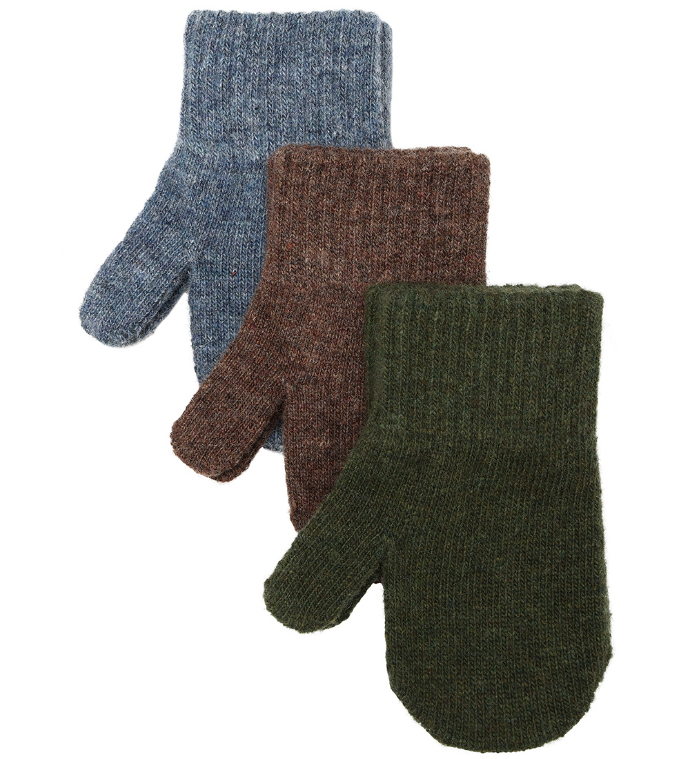 Mikk-Line Mittens - Wool/Polyamide - 3-Pack - Duffel Bag/Chocola