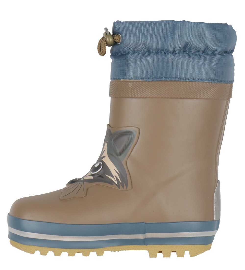 Mikk-Line Rubber Boots w. Lining - Chocolate Chip/Dusty blue w.