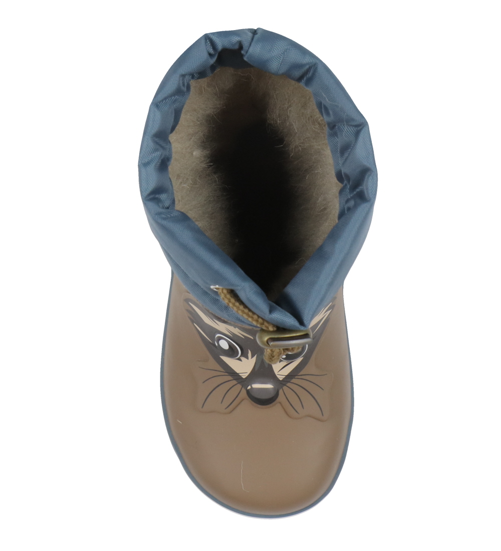 Mikk-Line Rubber Boots w. Lining - Chocolate Chip/Dusty blue w.