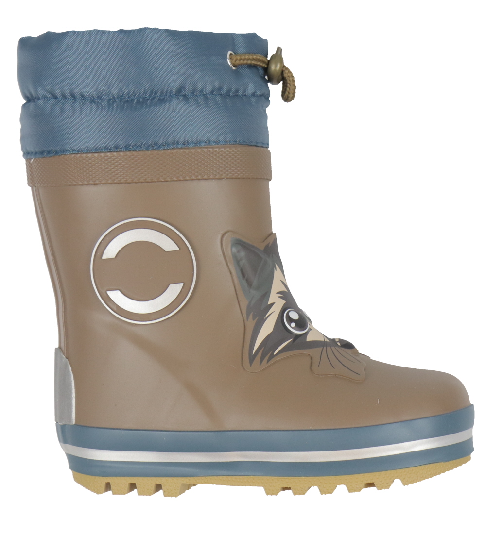 Mikk-Line Rubber Boots w. Lining - Chocolate Chip/Dusty blue w.