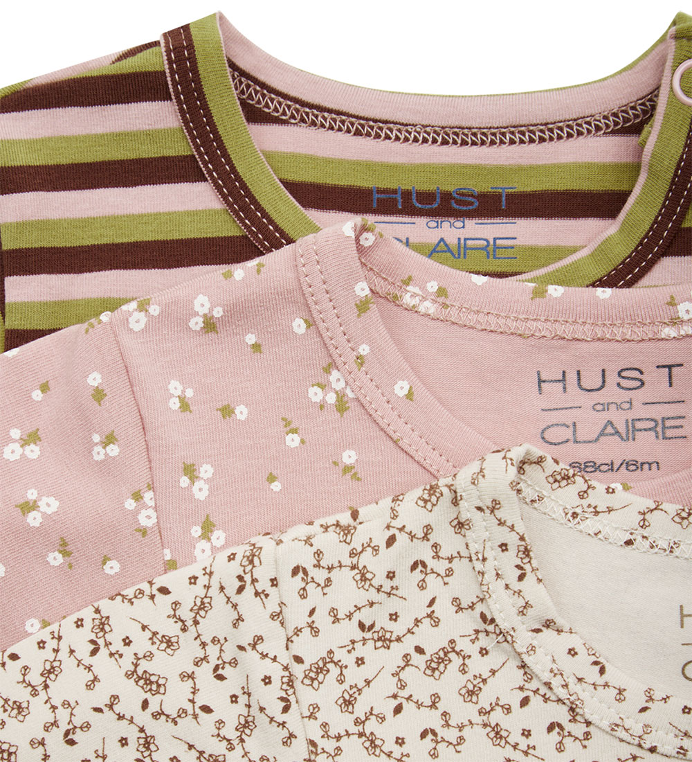 Hust and Claire Bodysuit L/æ - 3-Pack - Blue - Dusty Rose