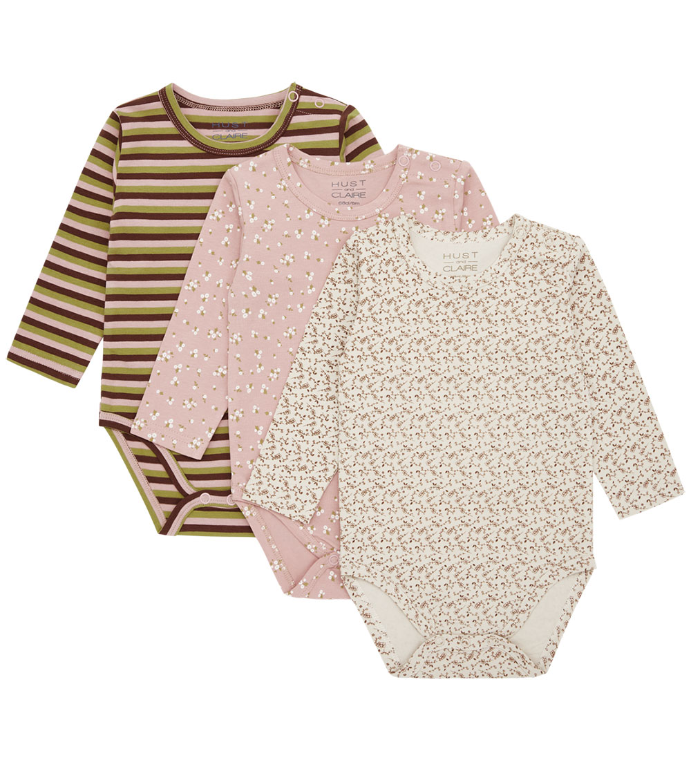 Hust and Claire Bodysuit L/æ - 3-Pack - Blue - Dusty Rose