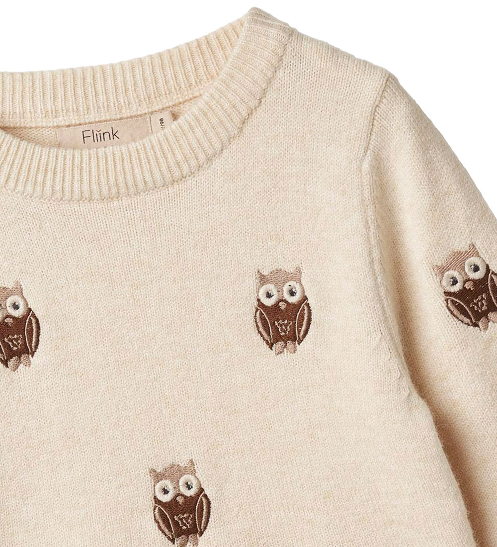 Fliink Blouse - Alone Owl - Sandshell