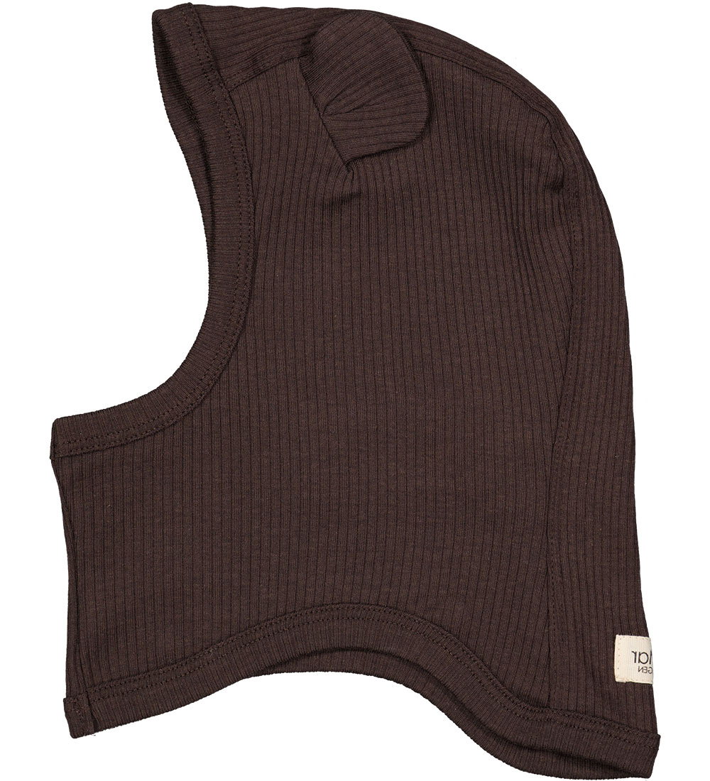 MarMar Balaclava - Rib - Modal - Bitter Chocolate w. Ears