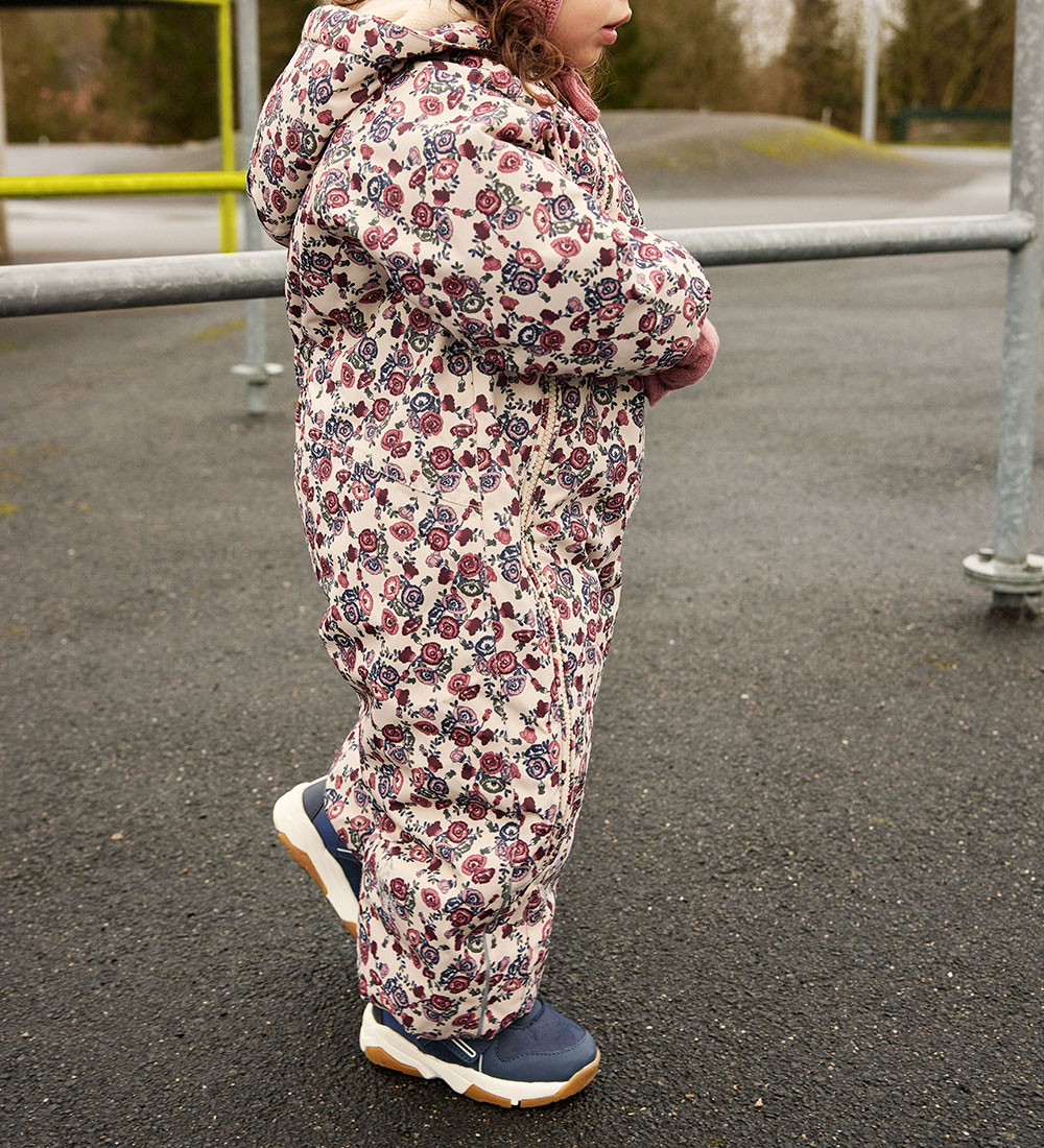 Minymo Snowsuit - Smoke Gray w. Flowers