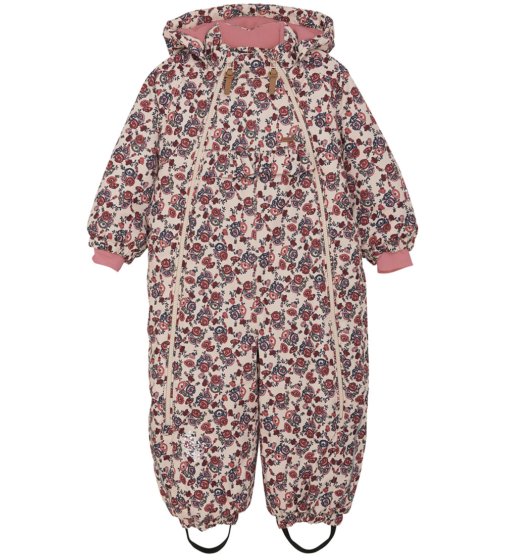 Minymo Snowsuit - Smoke Gray w. Flowers