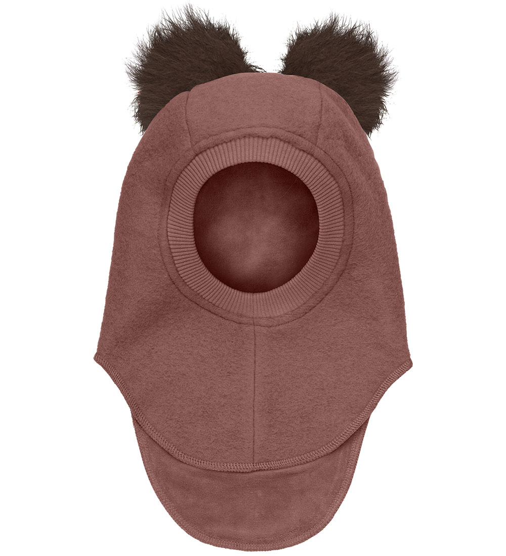 Huttelihut Balaclava - Wool - 2-layer - Withered Rose w. Pom-Pom