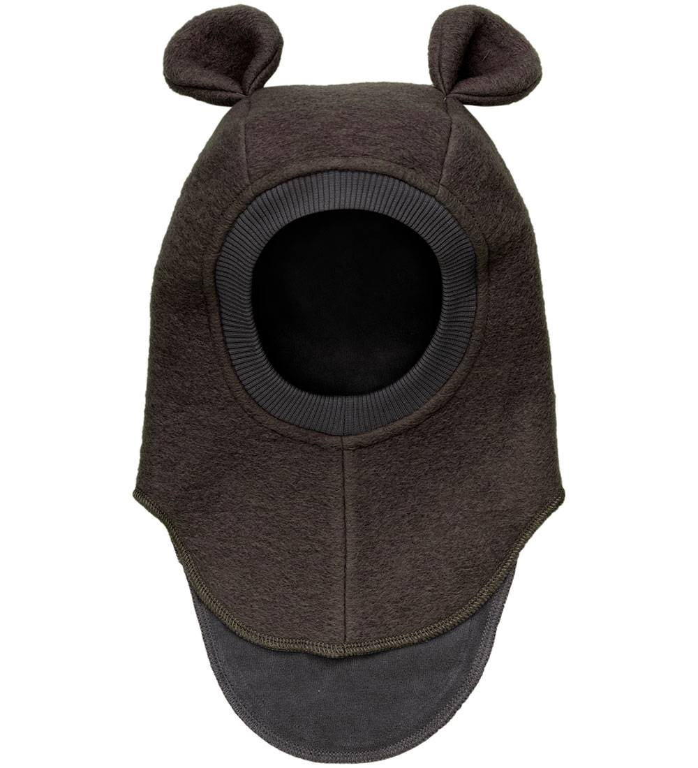 Huttelihut Balaclava - Wool - 2-layer - Dark Brown Melange w. Ea
