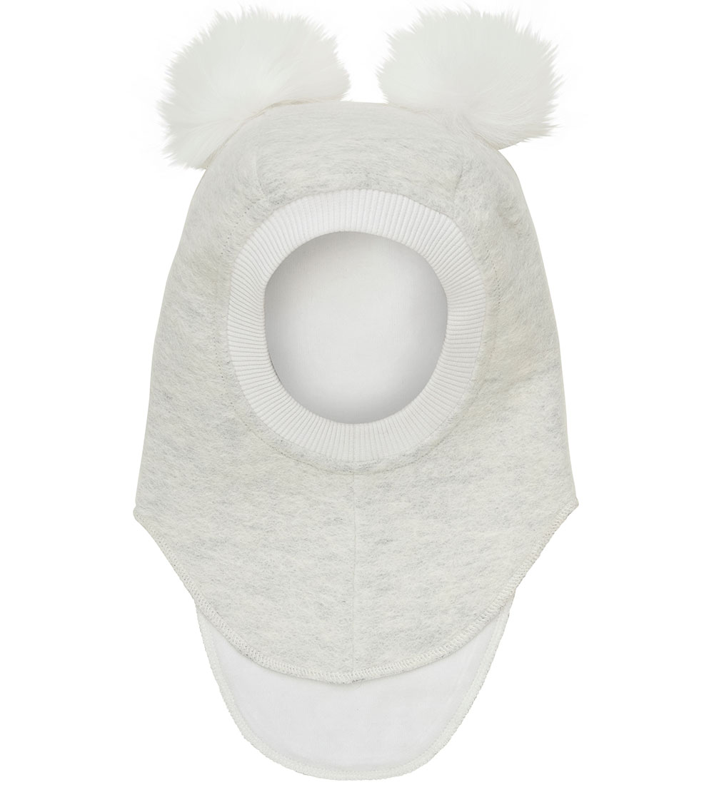 Huttelihut Balaclava - Wool - 2-layer - Snow White w. Pom-Pom