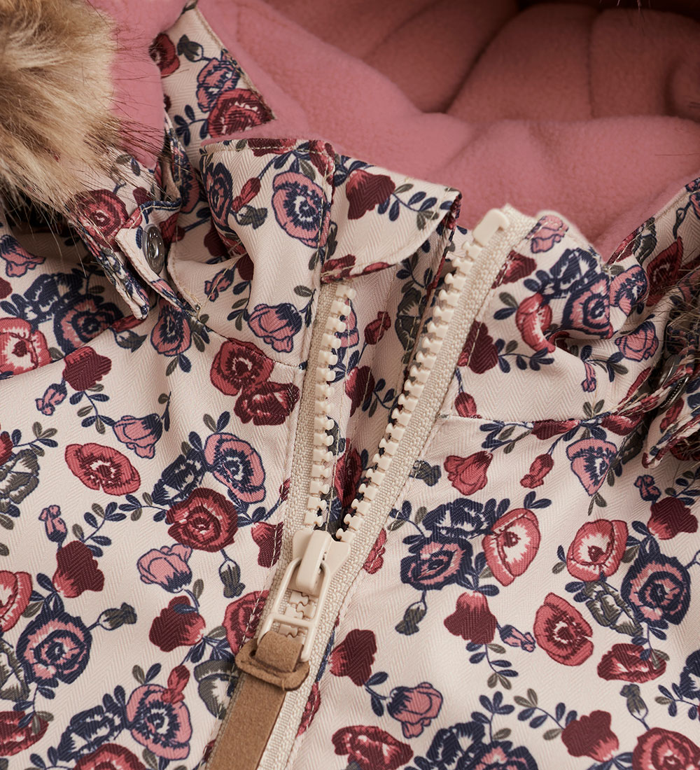 Minymo Winterjacke - Rauchgrau m. Blumen
