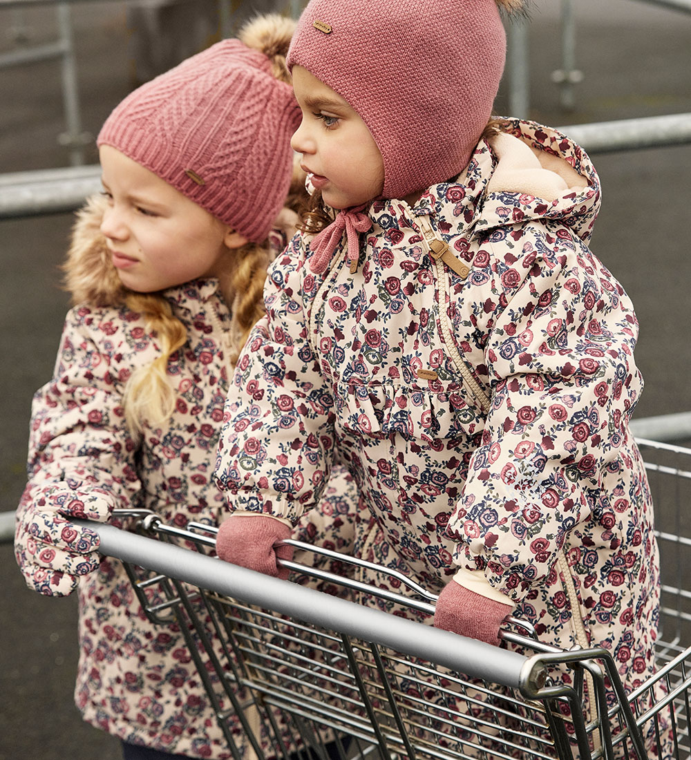 Minymo Winterjacke - Rauchgrau m. Blumen