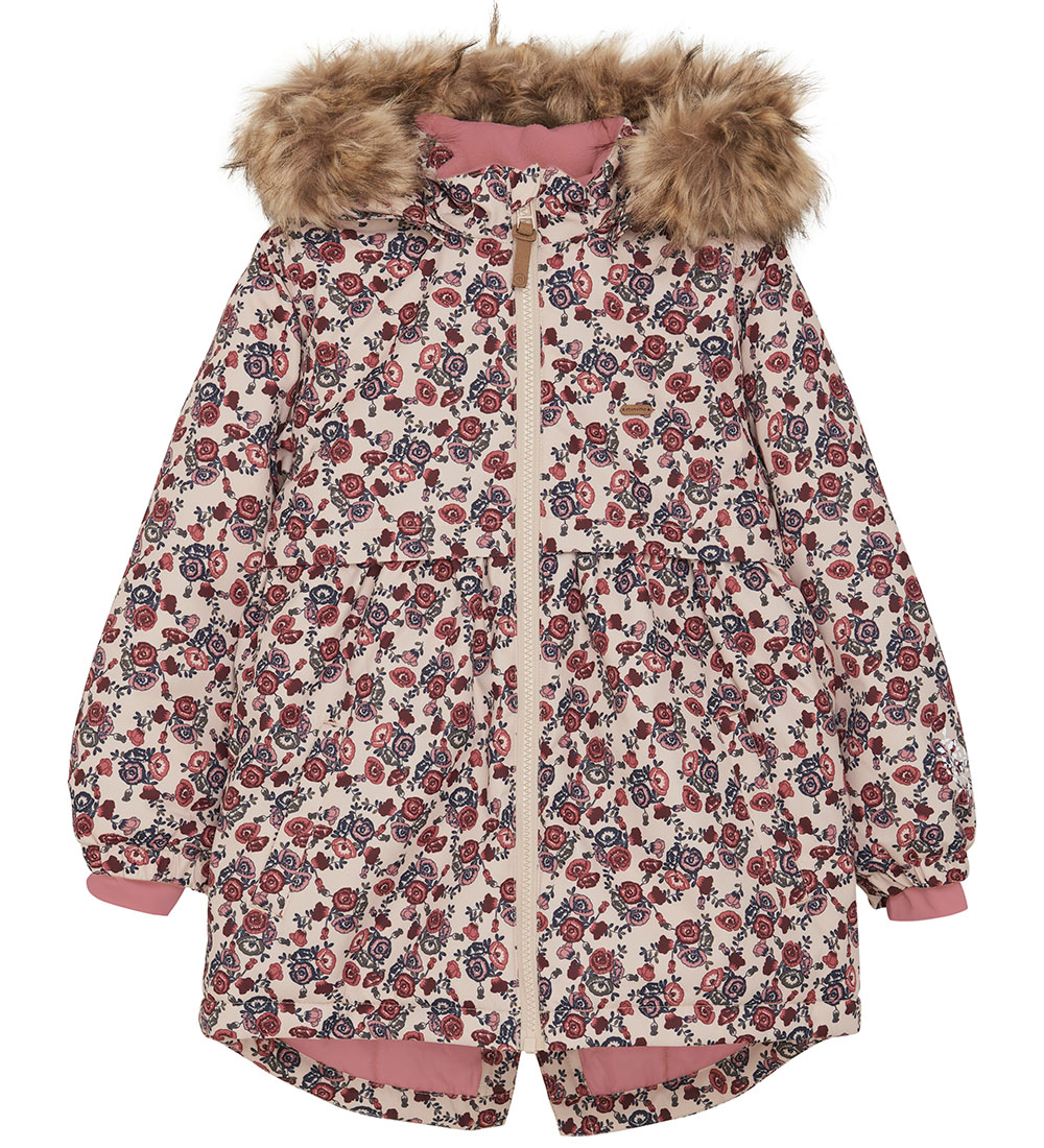 Minymo Winterjacke - Rauchgrau m. Blumen