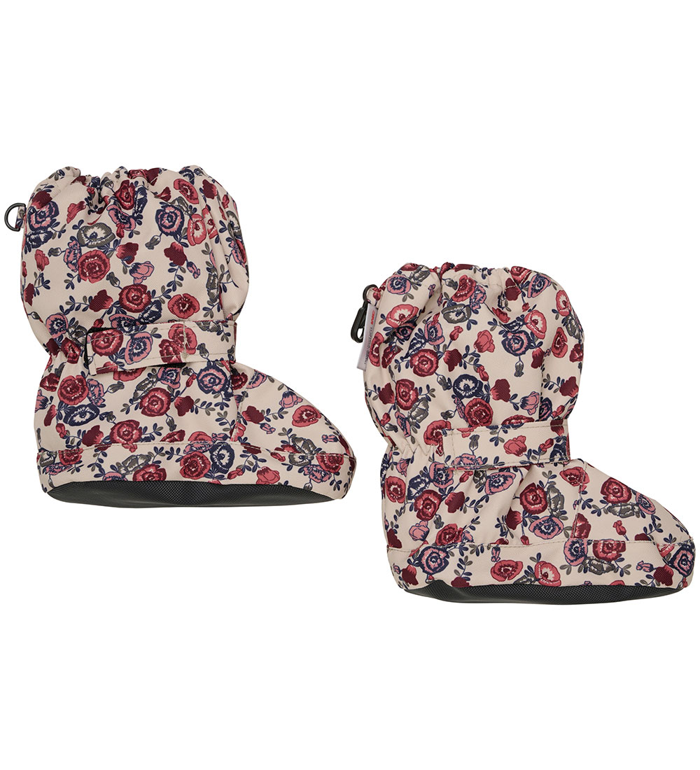 Minymo Outdoor Footies - Smoke Gray w. Flowers