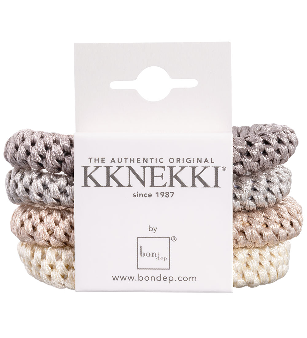Kknekki Elastic Hair Bands - 4-Pack - Beige/Gray