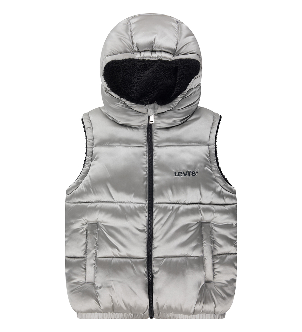 Levis Padded Gilet w. Fleece - Reversible - Silver/Black