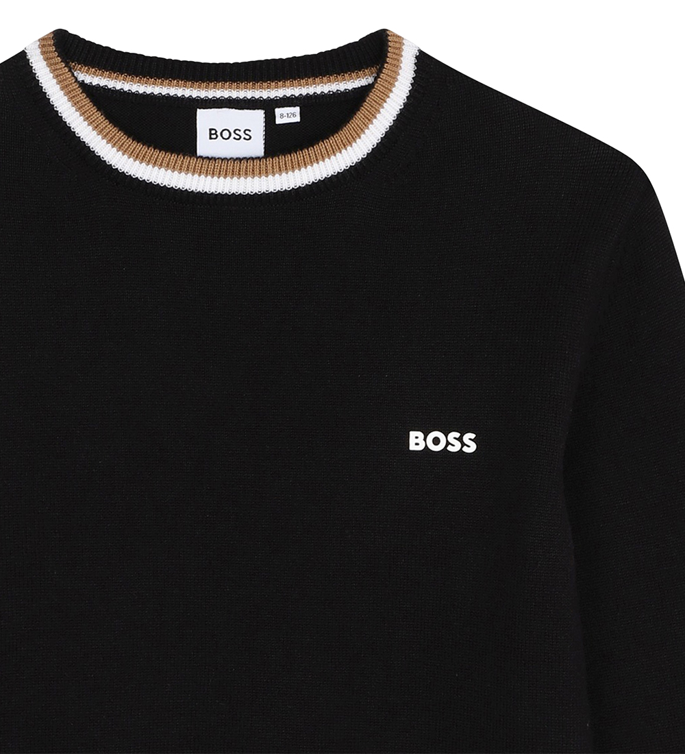 BOSS Blouse - Knitted - Black w. Brown/White
