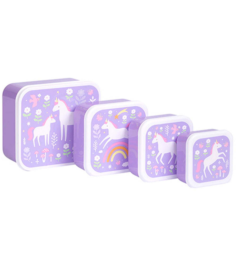 A Little Lovely Company Lunchbox Set - 4 pcs - Unicorn