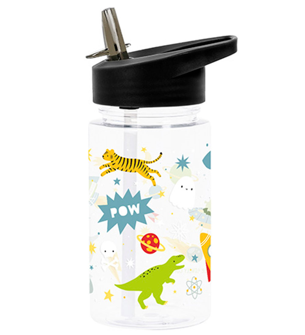 A Little Lovely Company Vatnsflaska M. sogrör - 450 ml - Galaxy