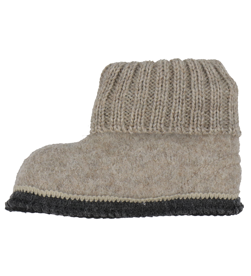 Chaussons Huttelihut - Laine - Camel Mélange