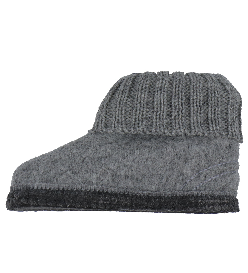 Huttelihut Slippers - Wool - Grey Melange