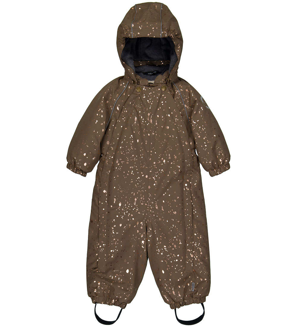 Mikk-Line Schneeanzug - Metallic Print - Chocolate Chip