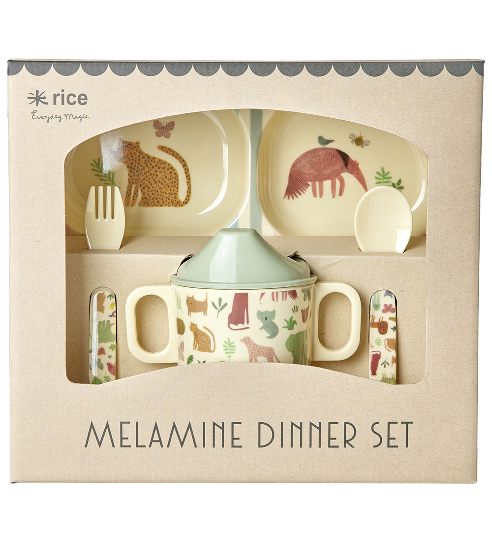 Rice Geschirr-Set - Melamin - 4 st. - Sweet Jungle Print