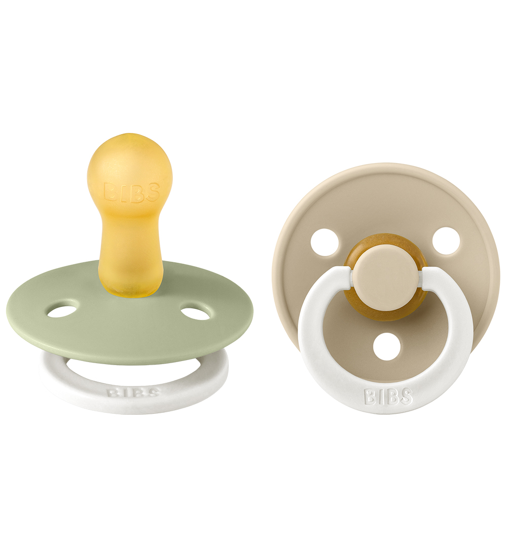 BIBS Colour Glowing Pacifiers - Size 2 - 2-Pack - Round - Sage G
