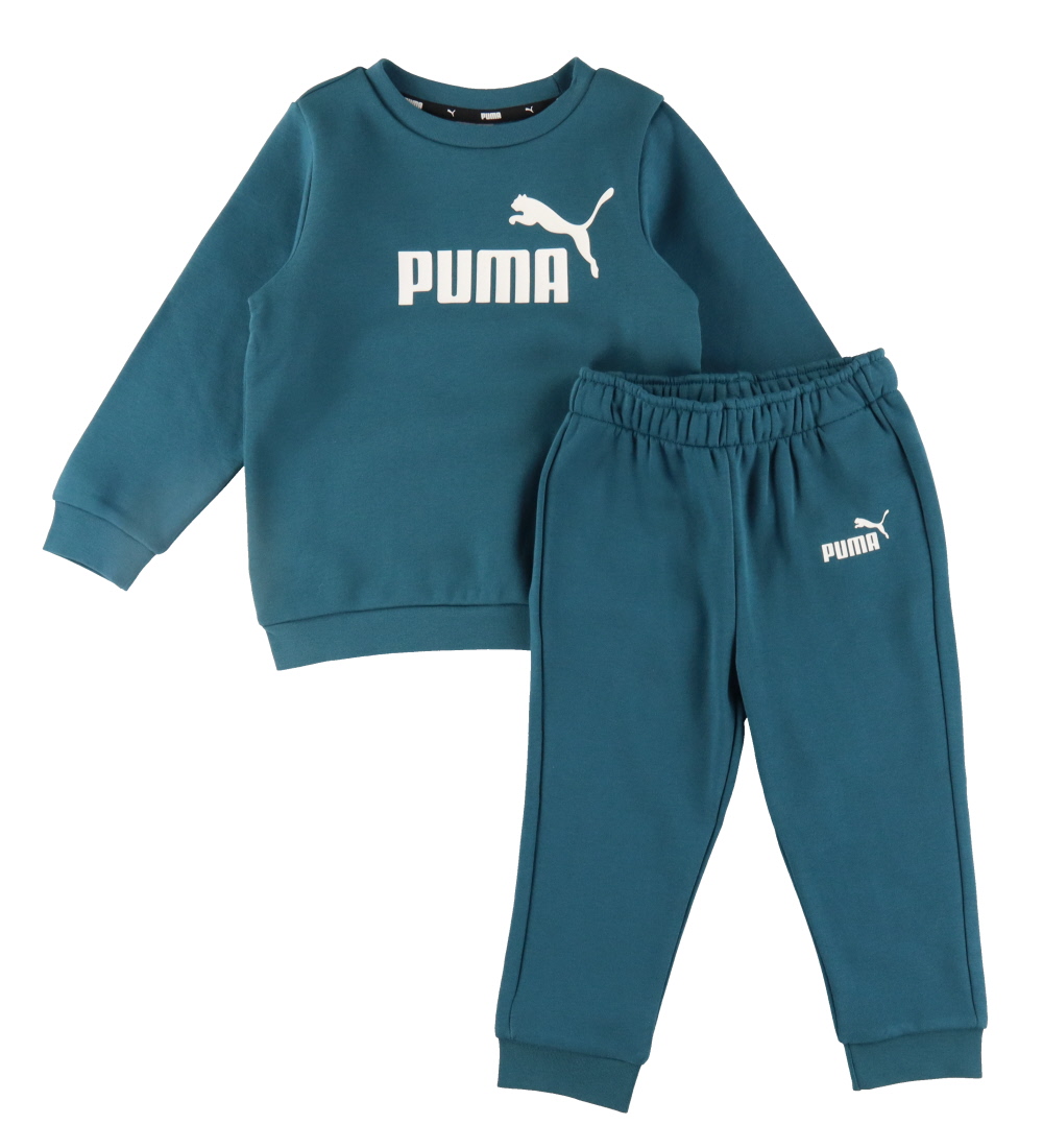 Puma Tracksuit - Minicats ESS Crew Jogger - Cold Green
