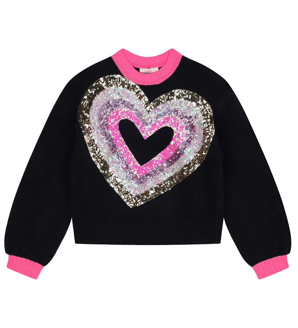 Billieblush Blouse - Knitted - Navy w. Sequins/Hearts