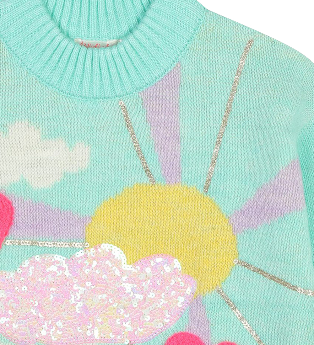 Billieblush Bluse - Strick - Minzgrün m. Motiv
