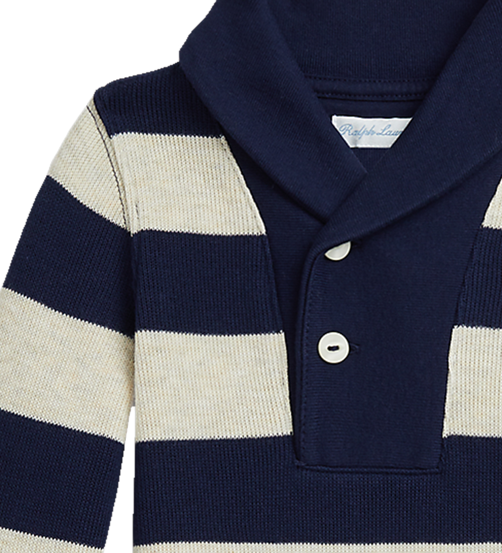 Polo Ralph Lauren Onesie - Stickad - Marinblå/Beigerandig