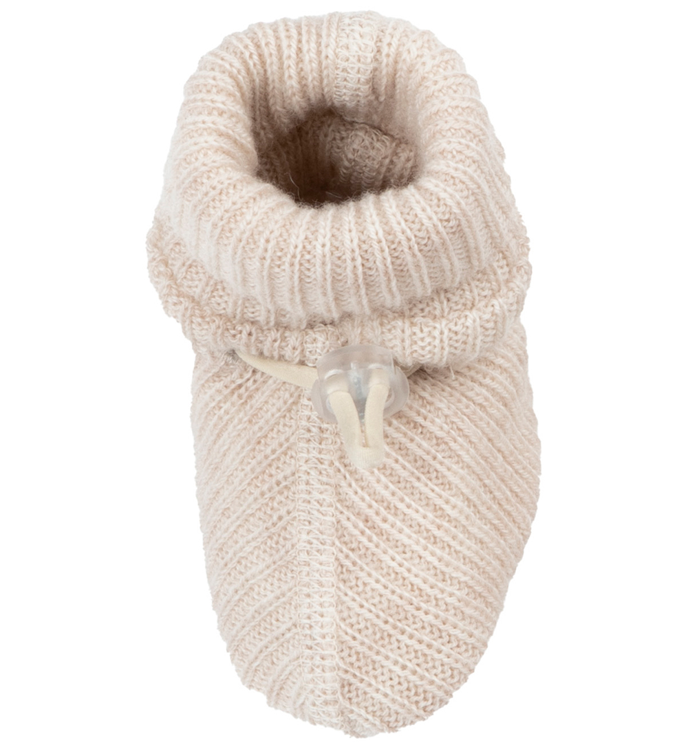 Joha Krabbelschuhe - Strick - Wolle - 2-lagig - Creme