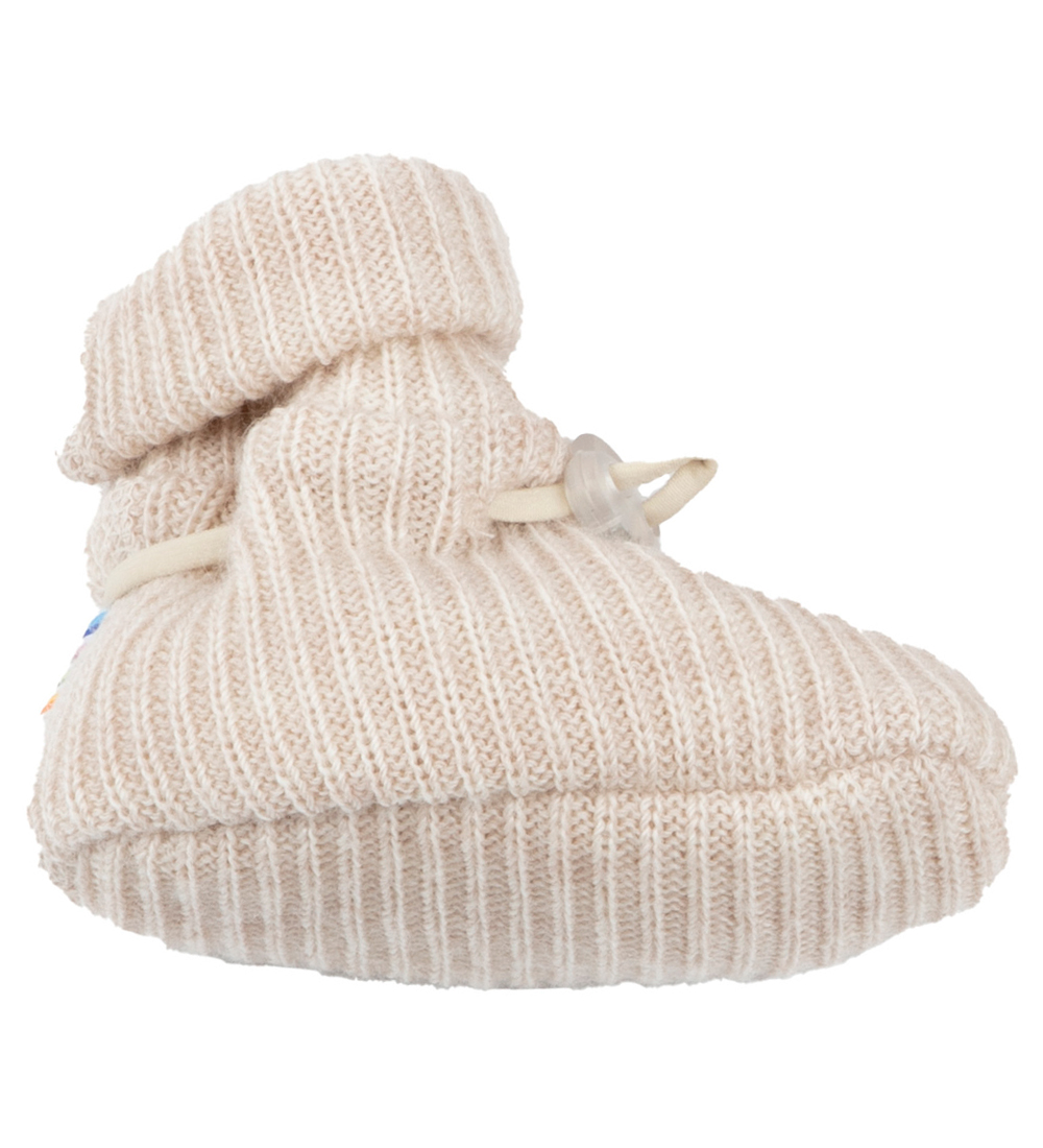 Joha Krabbelschuhe - Strick - Wolle - 2-lagig - Creme