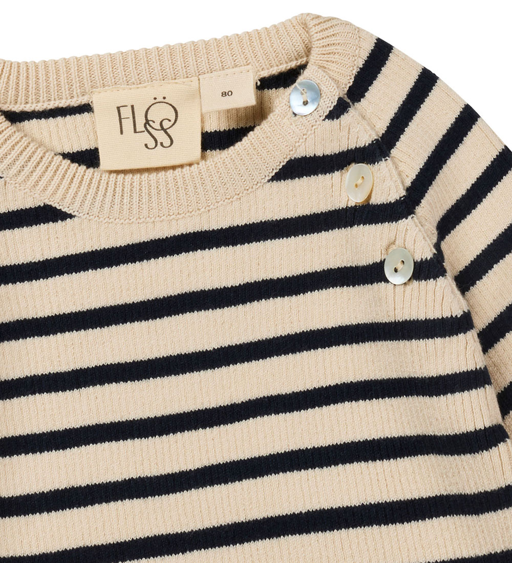 Flöss Blouse - Knitted - Fly - Dark Navy/Cloud