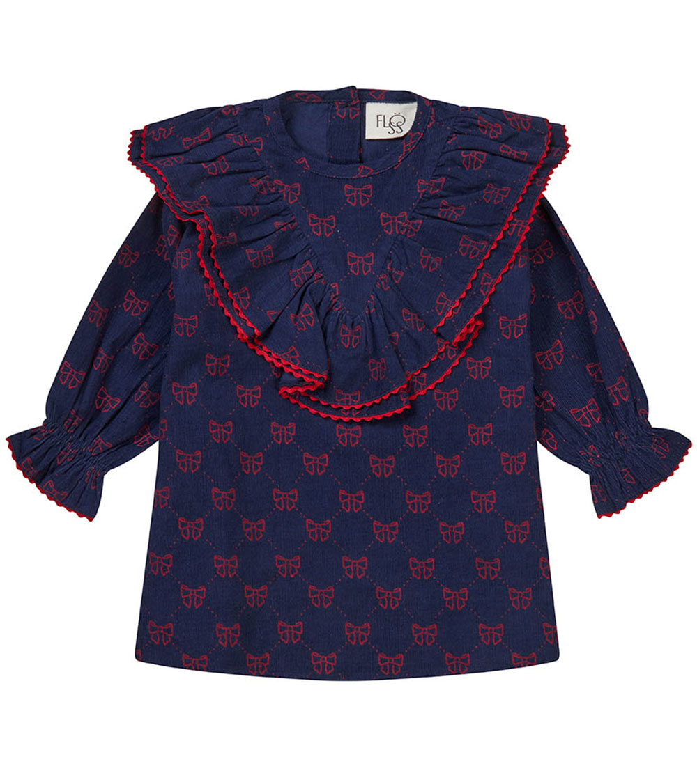 Flöss Jurk - Luna - Navy/Ruby Bogen