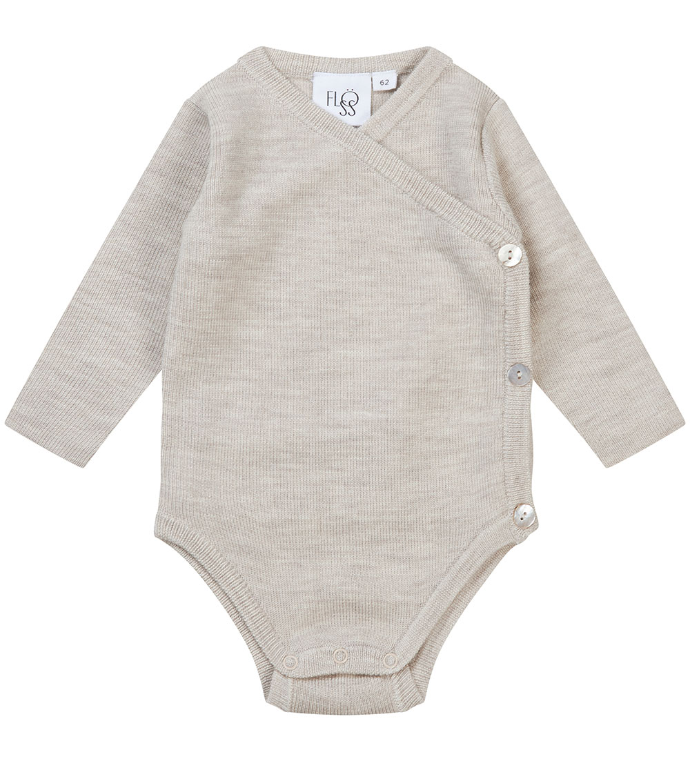 Flöss Wrap Bodysuit L/æ - Wool - Knitted - Kaya - Oat Melange