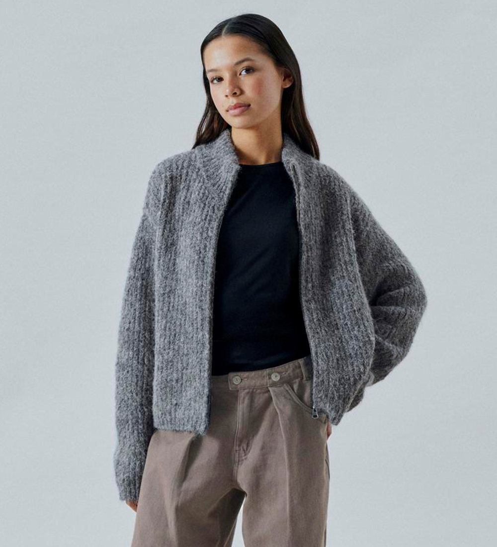 LMTD Cardigan - Knitted - NlfNulo - Polyester/Wool - Dark Grey M