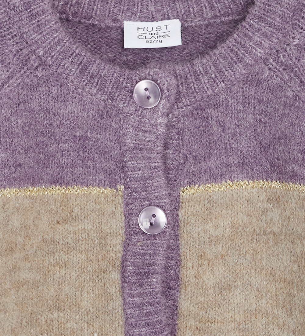 Hust and Claire Cardigan - Knitted - Charlotte - Dark Plum w. Gl