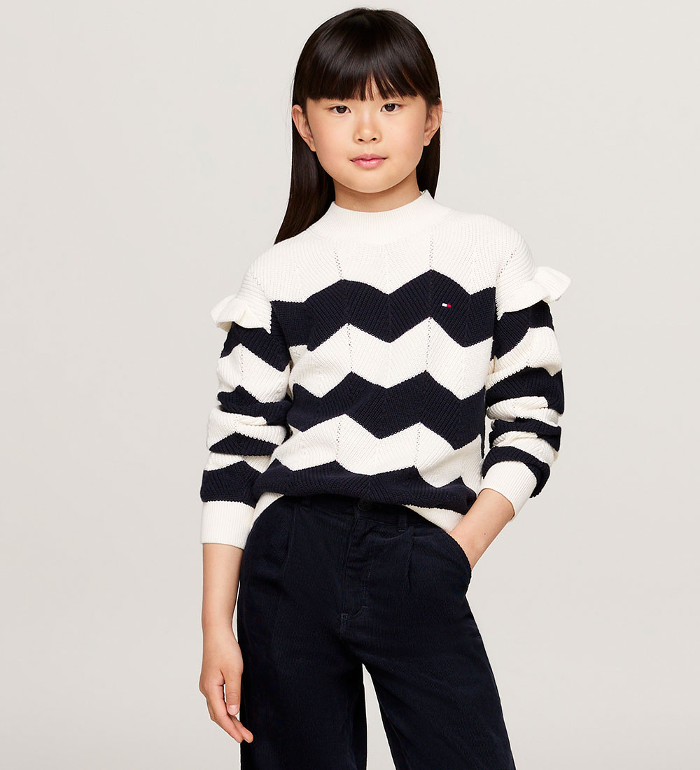 Tommy Hilfiger Blouse - Knitted - Wavy Stripe - Ivory Petal Stri