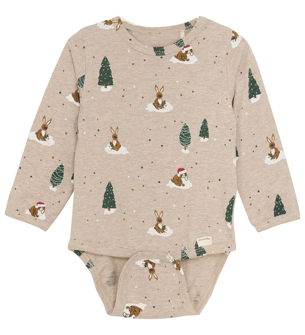Minymo Bodysuit L/æ - Brown Melange