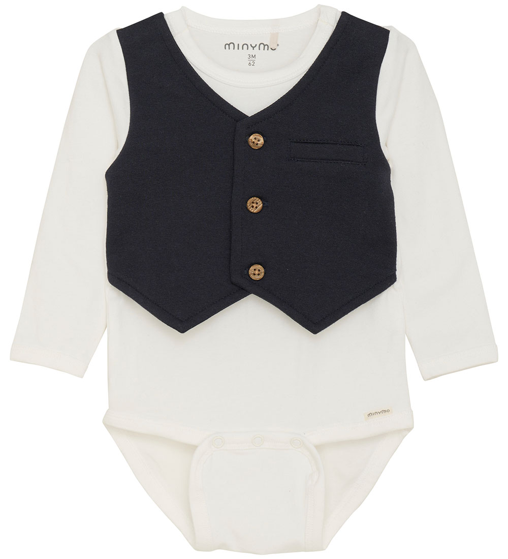 Minymo Bodysuit L/æ - w. Waistcoat - Snow White