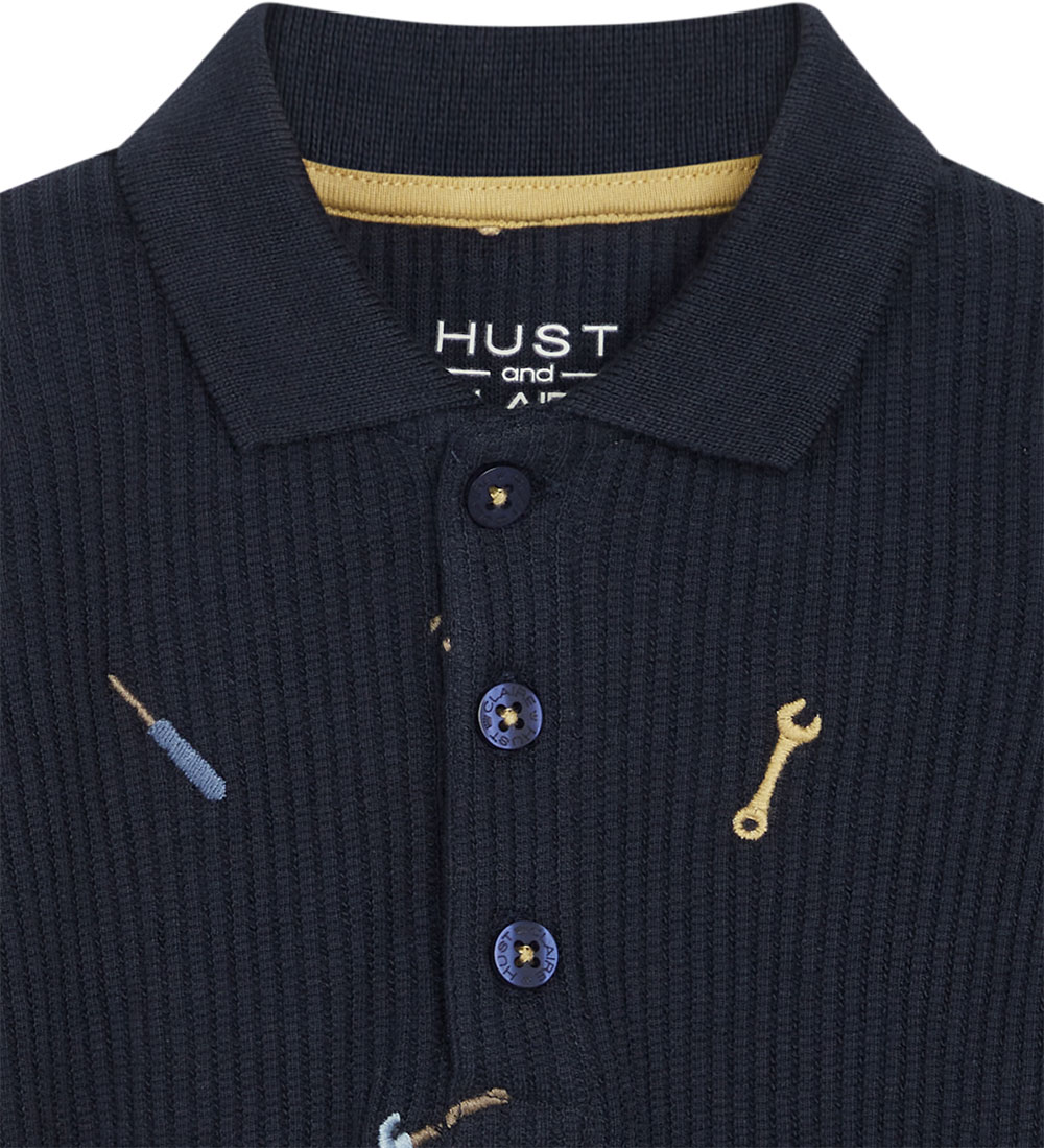 Hust and Claire Polo body L/æ - Rib - Bendy - Navy w. Tool