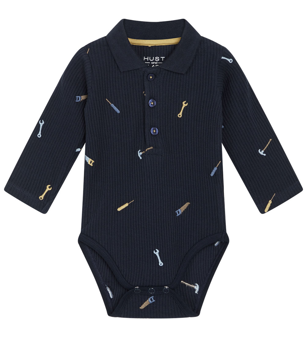 Hust and Claire Polo body L/æ - Rib - Bendy - Navy w. Tool