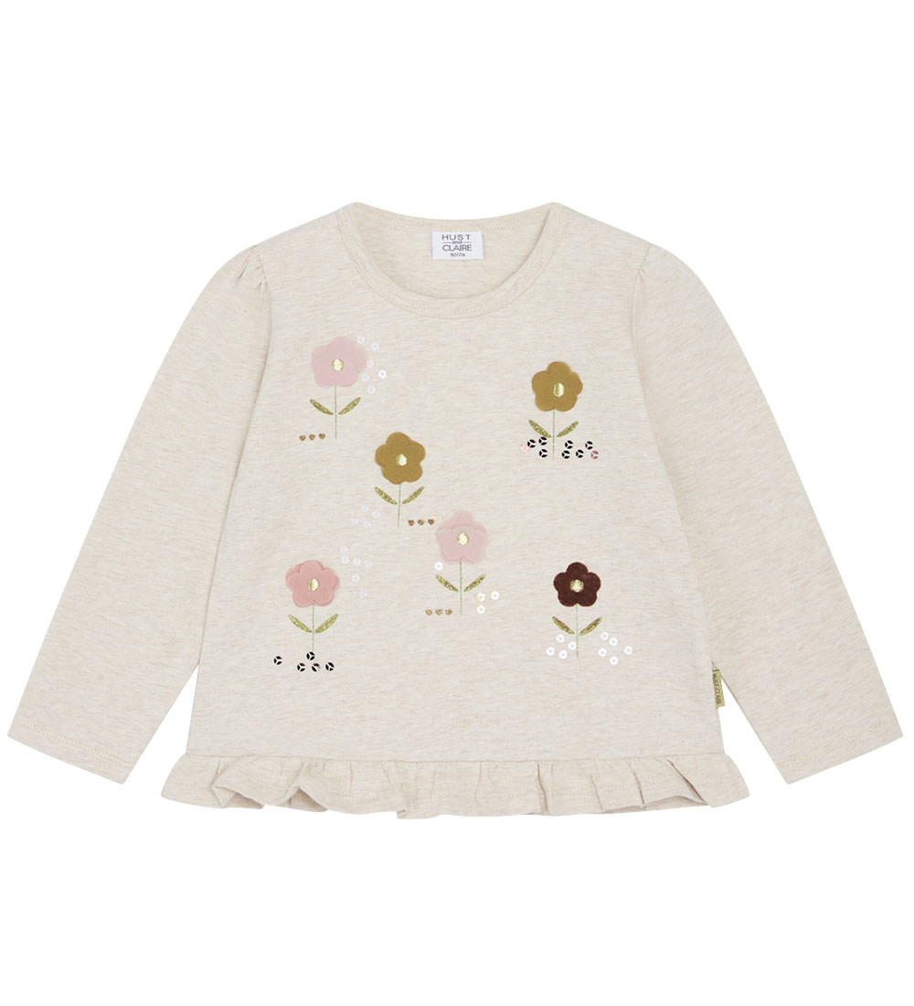 Hust and Claire Bluse - Ajna - Wheat Melange m. Blumen