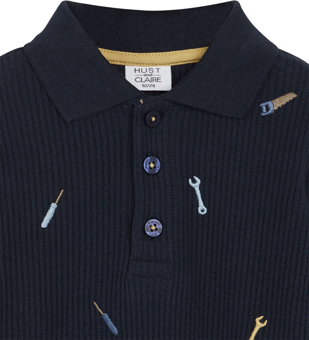 Hust and Claire Polo shirt - Rib Stevie - Navy w. Tool