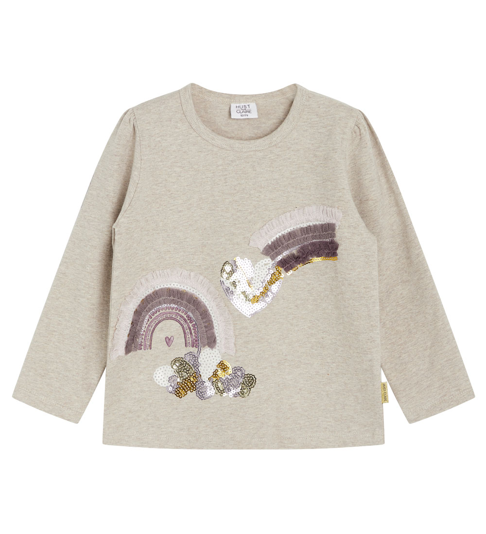 Blouse Hust and Claire - Alma - Beige Melange av. Pailletes