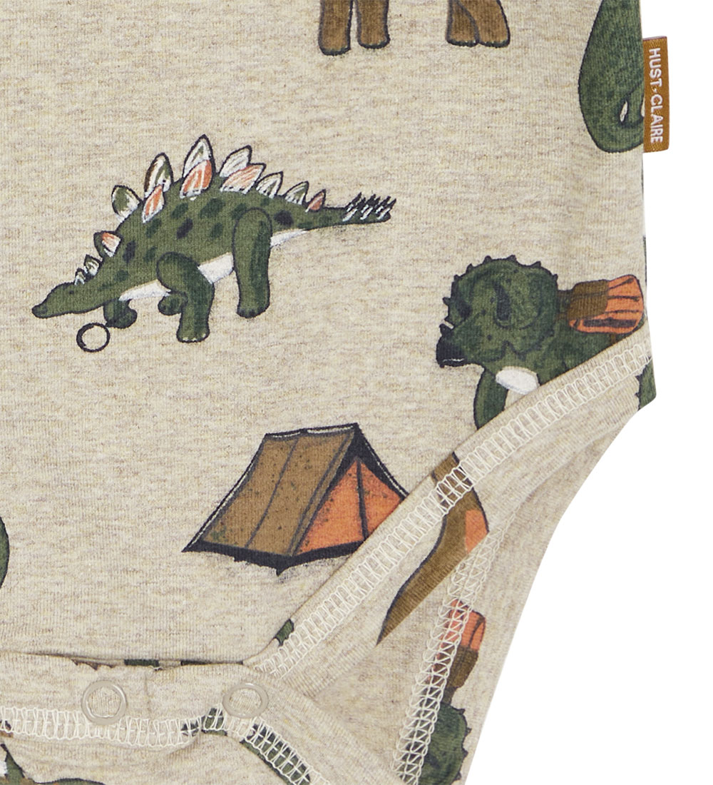 Hust and Claire Bodysuit L/æ - Buster - Beige Melange w. Dinosau