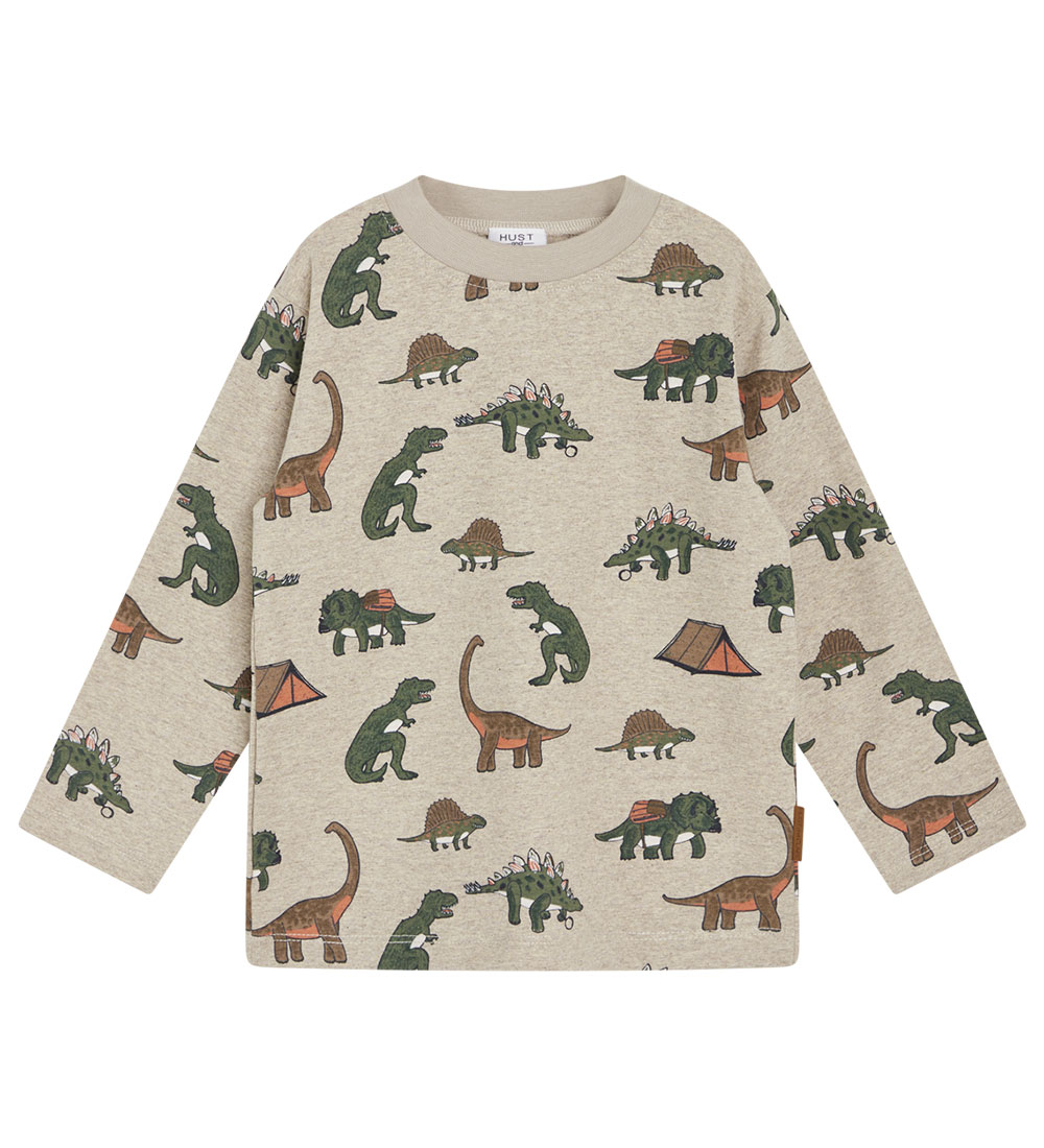 Hust and Claire Blouse - Anton - Beige Melange m. Dinosaurussen