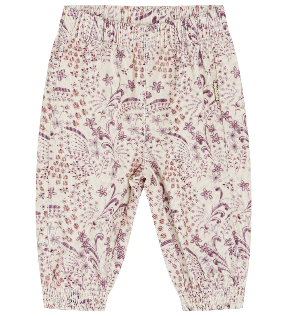 Hust and Claire Corduroy Trousers - Trine - Oat Milk w. Flowers